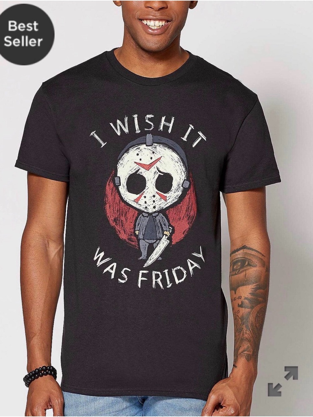 Men's chibi-style Jason Voorhees from Friday the 13th cute horror tee size M